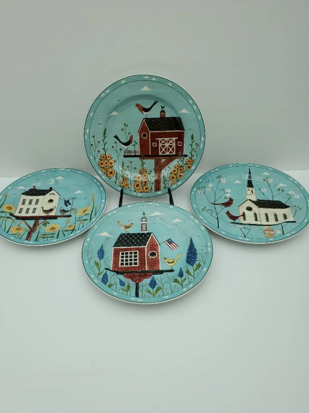 Sakura Birdhouse Salad Plates Warren Kimble Birds Dessert Small Luncheon Plates